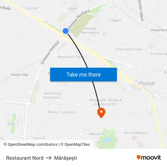 Restaurant Nord to Mărășești map
