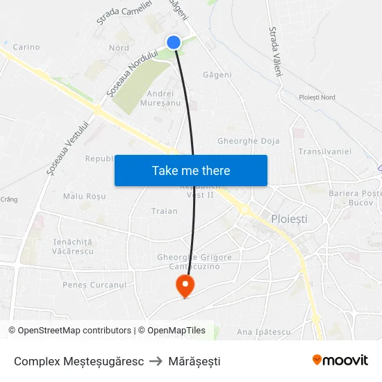 Complex Meșteșugăresc to Mărășești map