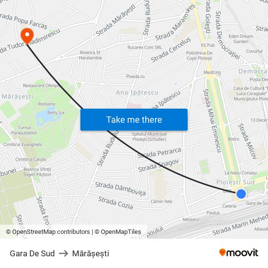 Gara De Sud to Mărășești map