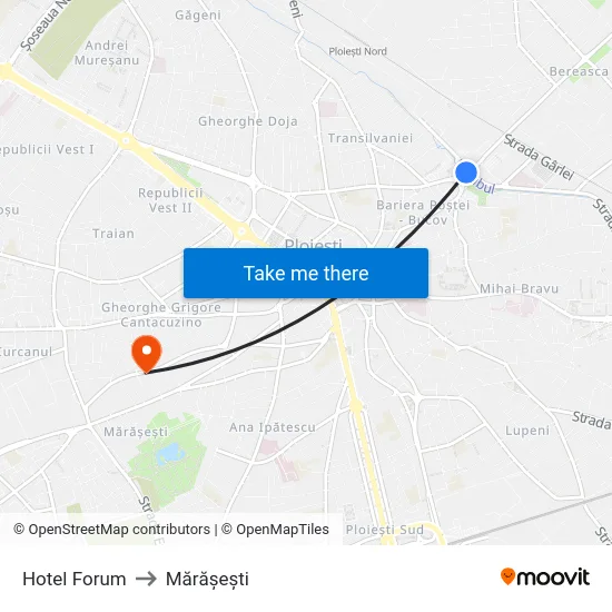Hotel Forum to Mărășești map