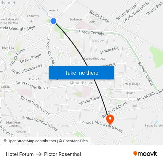 Hotel Forum to Pictor Rosenthal map