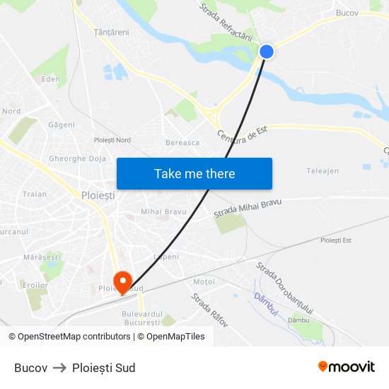 Bucov to Ploiești Sud map