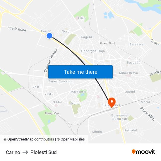Carino to Ploiești Sud map