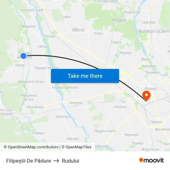 Filipeștii De Pădure to Rudului map