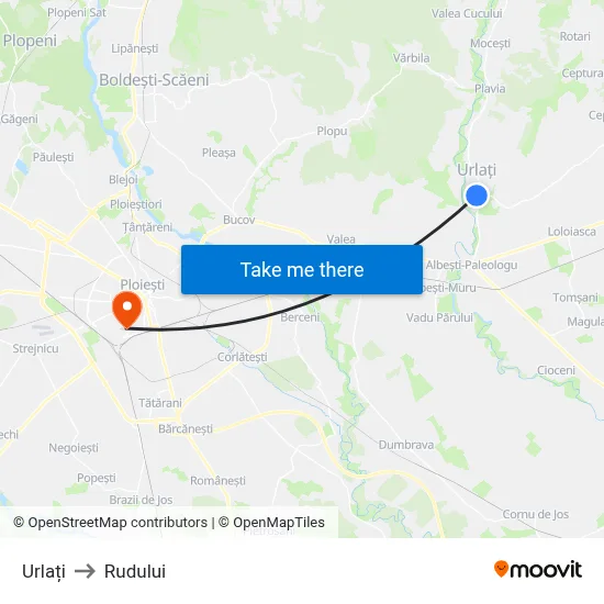 Urlați to Rudului map