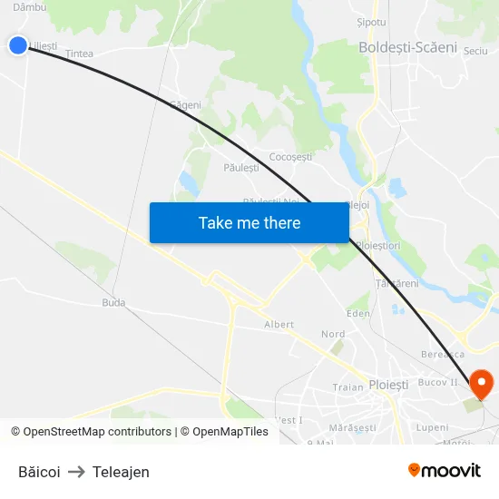 Băicoi to Teleajen map