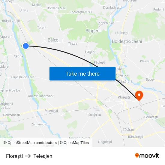 Florești to Teleajen map