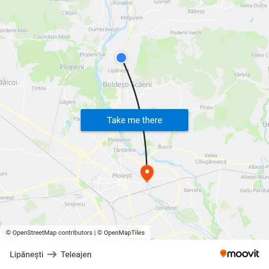 Lipănești to Teleajen map