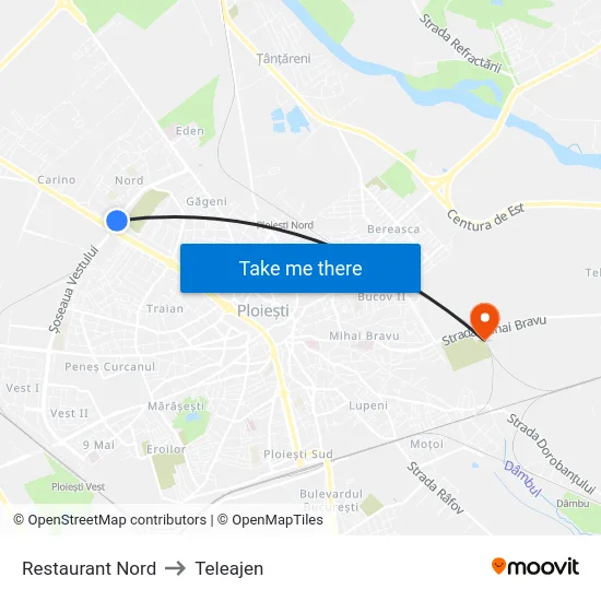 Restaurant Nord to Teleajen map