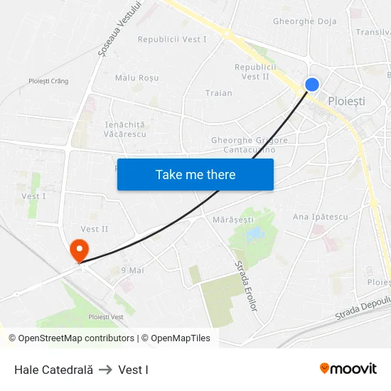 Hale Catedrală to Vest I map