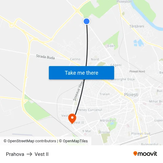 Prahova to Vest II map