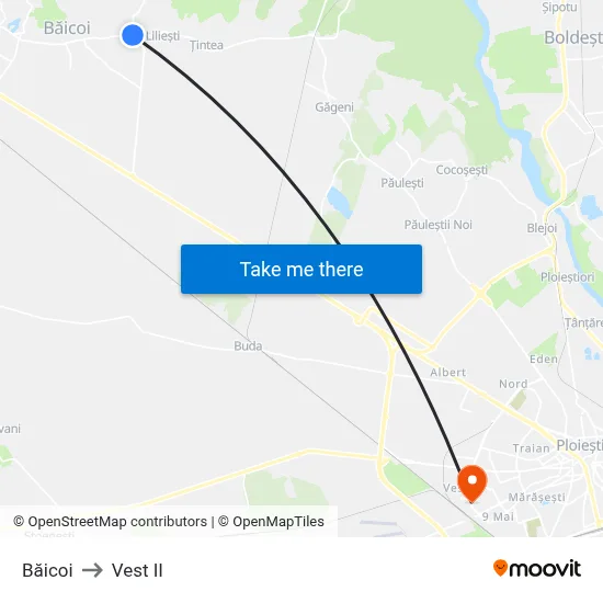 Băicoi to Vest II map