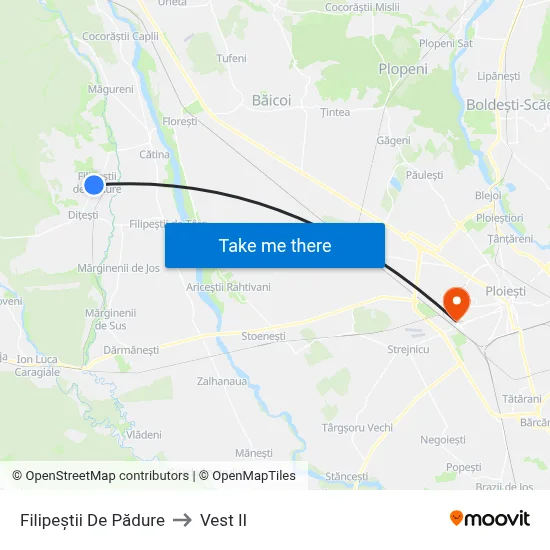 Filipeștii De Pădure to Vest II map