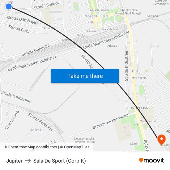 Jupiter to Sala De Sport (Corp K) map