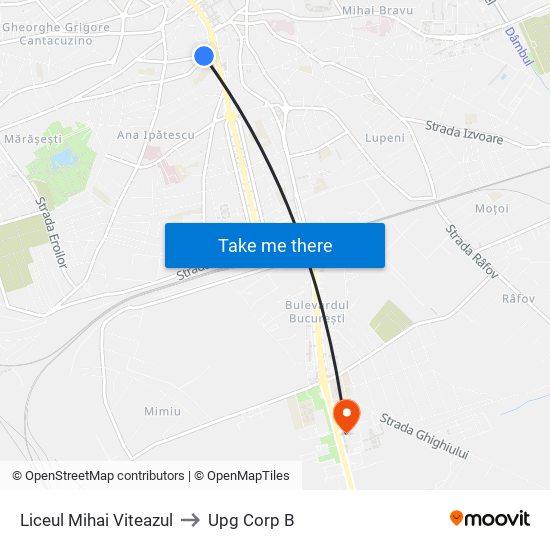 Liceul Mihai Viteazul to Upg Corp B map