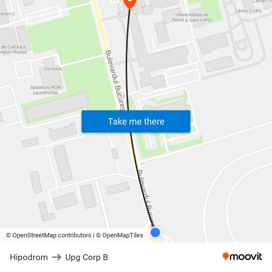 Hipodrom to Upg Corp B map