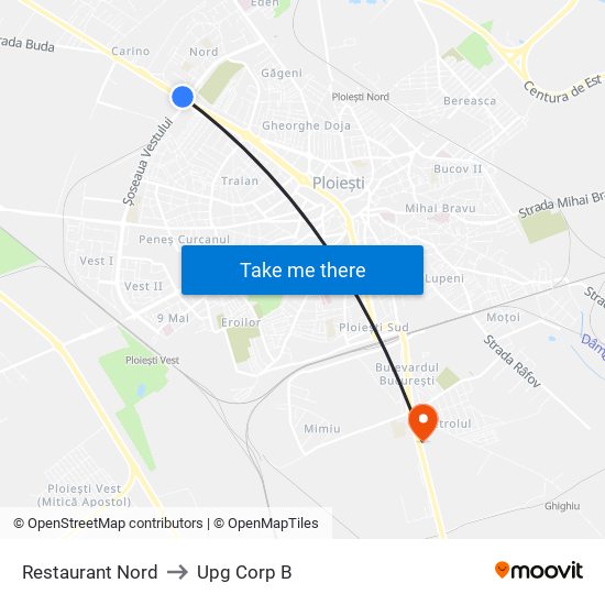 Restaurant Nord to Upg Corp B map