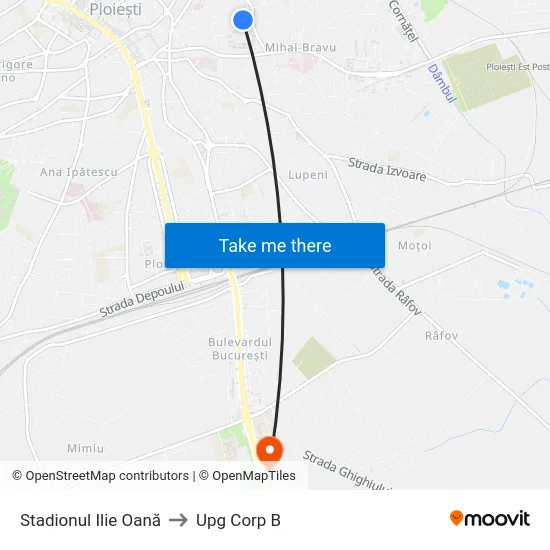 Stadionul Ilie Oană to Upg Corp B map