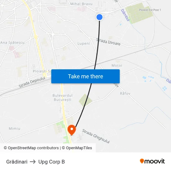 Grădinari to Upg Corp B map