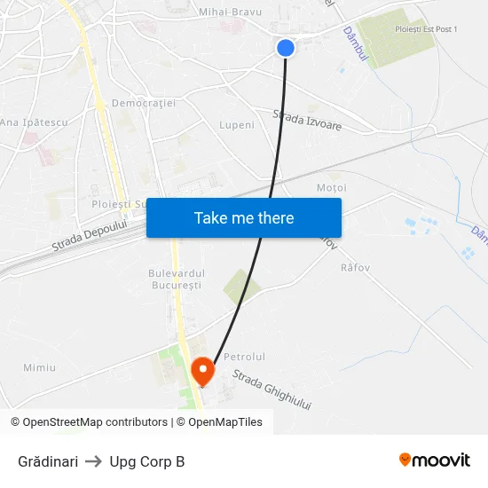 Grădinari to Upg Corp B map