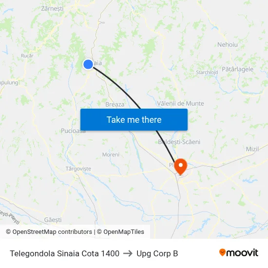 Telegondola Sinaia Cota 1400 to Upg Corp B map