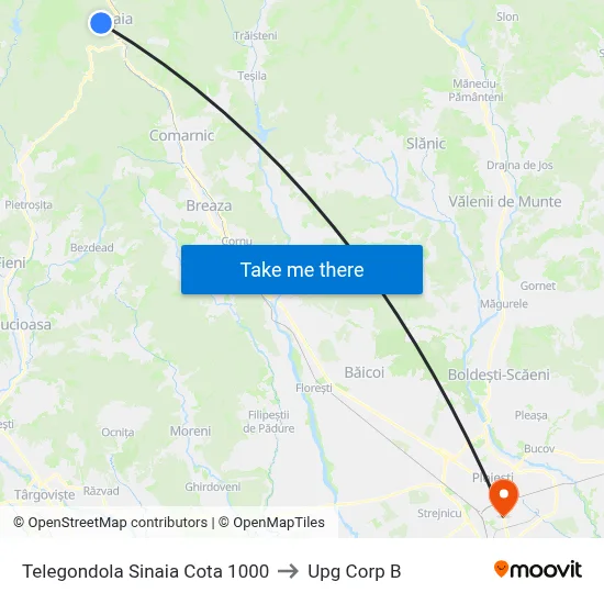 Telegondola Sinaia Cota 1000 to Upg Corp B map