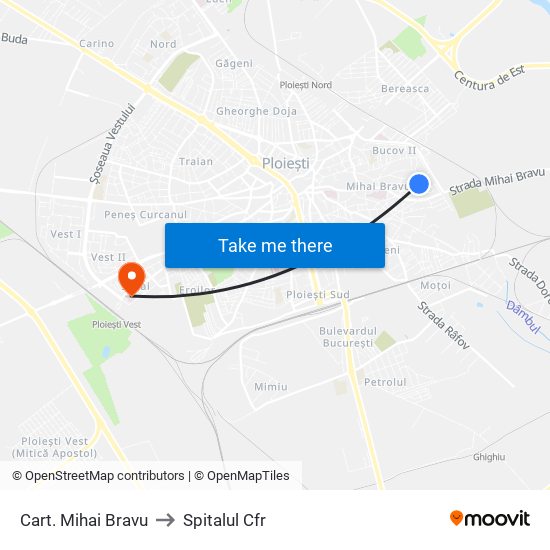 Cart. Mihai Bravu to Spitalul Cfr map
