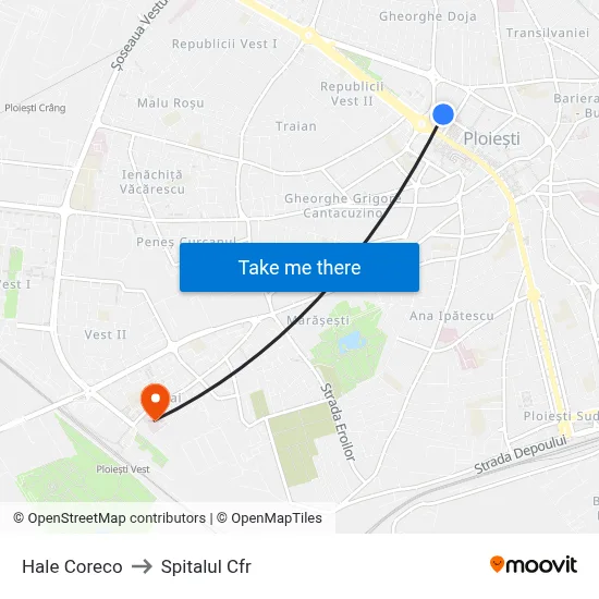 Hale Coreco to Spitalul Cfr map