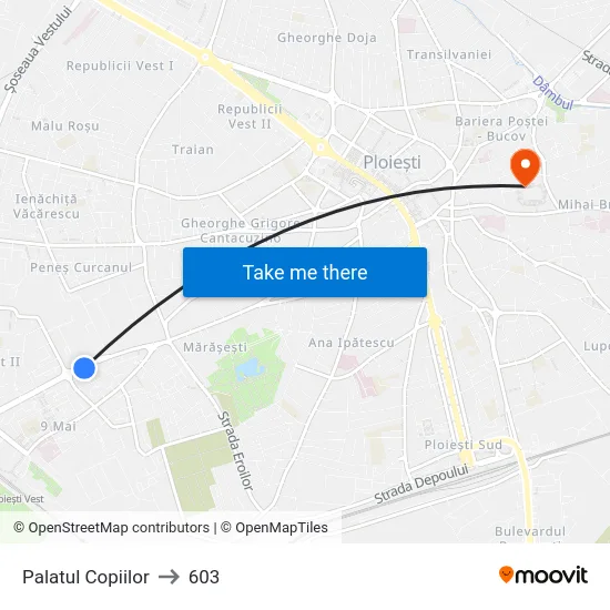 Palatul Copiilor to 603 map