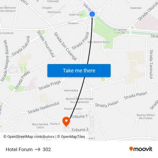Hotel Forum to 302 map
