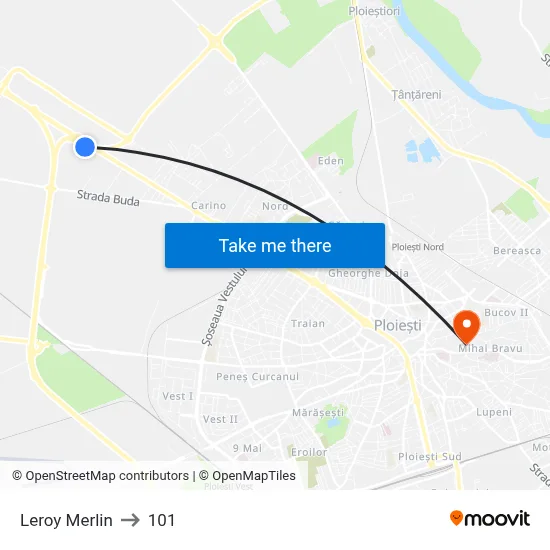 Leroy Merlin to 101 map