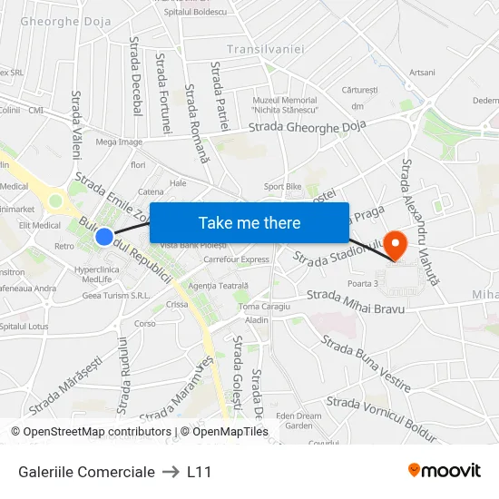Galeriile Comerciale to L11 map
