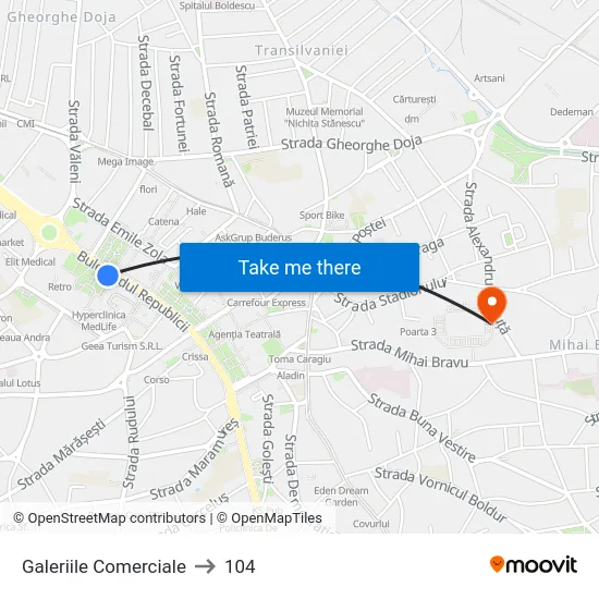 Galeriile Comerciale to 104 map
