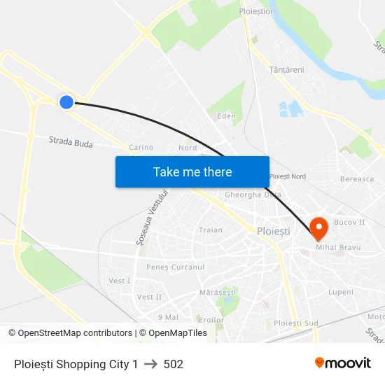 Ploiești Shopping City 1 to 502 map