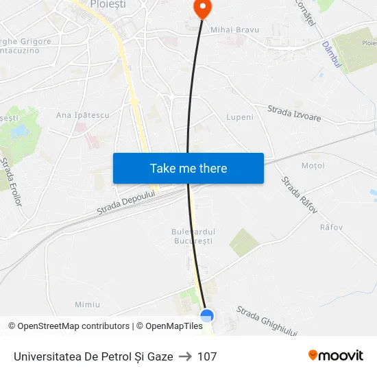 Universitatea De Petrol Și Gaze to 107 map