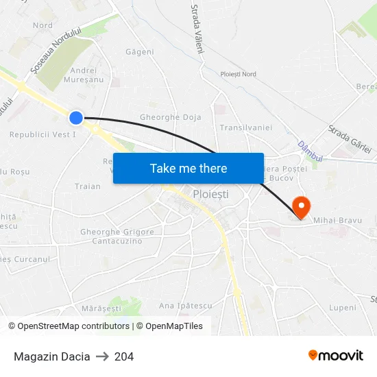 Magazin Dacia to 204 map