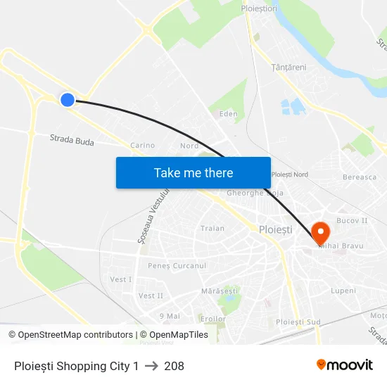 Ploiești Shopping City 1 to 208 map