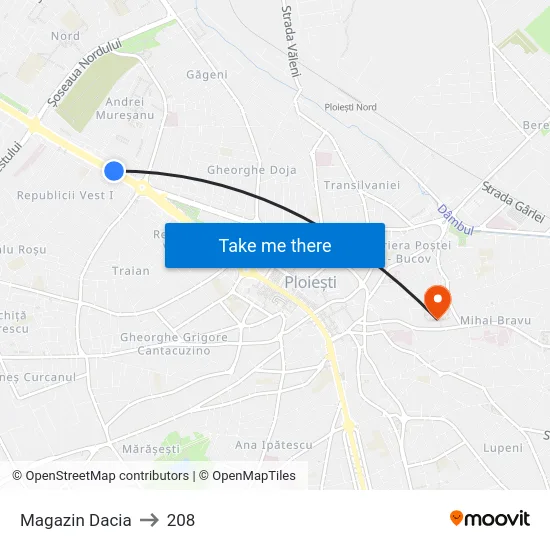 Magazin Dacia to 208 map