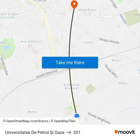 Universitatea De Petrol Și Gaze to 201 map