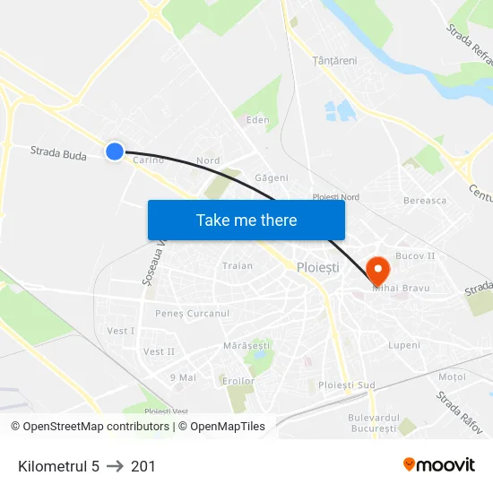 Kilometrul 5 to 201 map