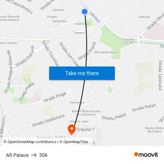 Afi Palace to 306 map