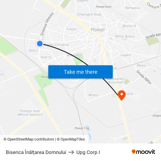 Biserica Înălțarea Domnului to Upg Corp I map