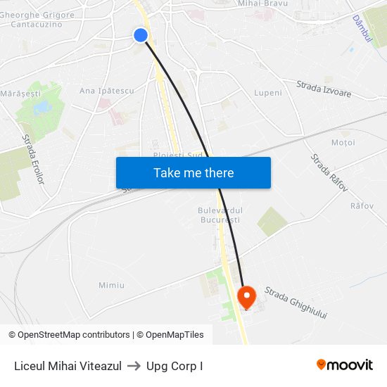 Liceul Mihai Viteazul to Upg Corp I map