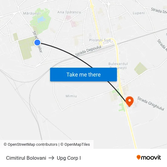 Cimitirul Bolovani to Upg Corp I map