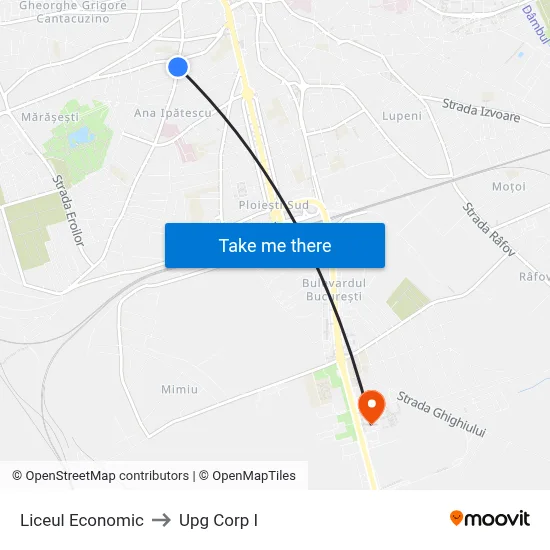Liceul Economic to Upg Corp I map