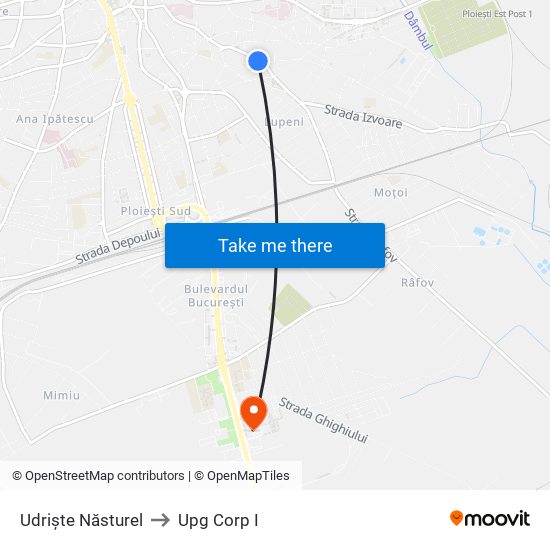 Udriște Năsturel to Upg Corp I map