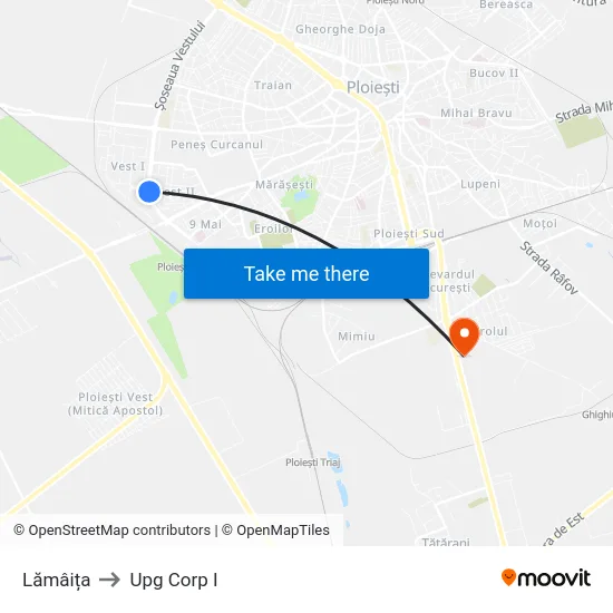 Lămâița to Upg Corp I map
