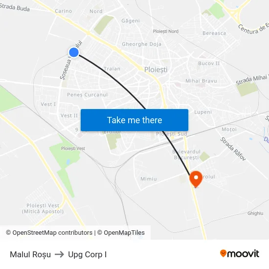 Malul Roșu to Upg Corp I map