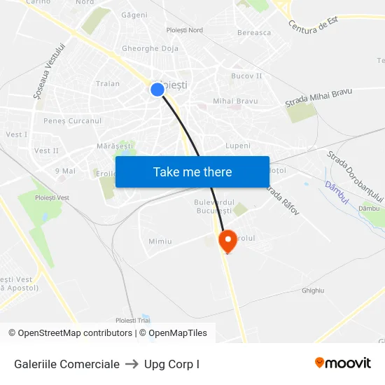 Galeriile Comerciale to Upg Corp I map