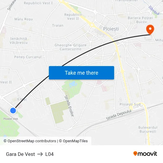 Gara De Vest to L04 map